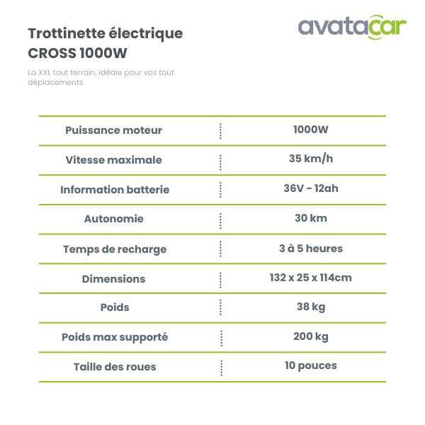 Trottinette électrique CROSS 1000W Viron Motors - 2354147